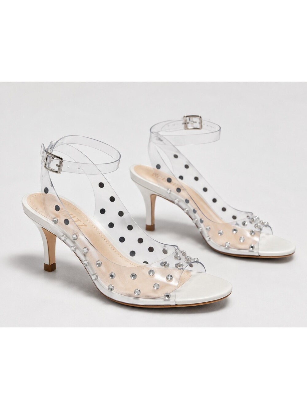 Schutz | Peep Toe PVC Transparent Rhinestone Crystal Embellished Heel Size 7